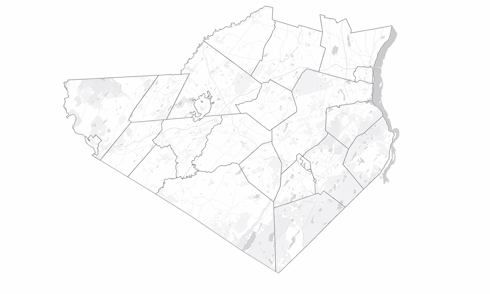 Map of Orange County, New York showing townships and communities